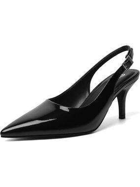 Women's Closed Black Patent Peep Open Toe Heels Comfortable Slip On Dress Shoes